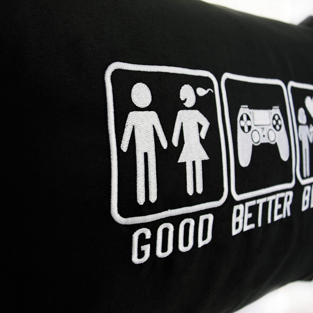 EXPRESS-STICKEREI Gamer Sessel Kissen mit lustigem Spruch 40x60cm Good - Better - Best Wohnzimmer De