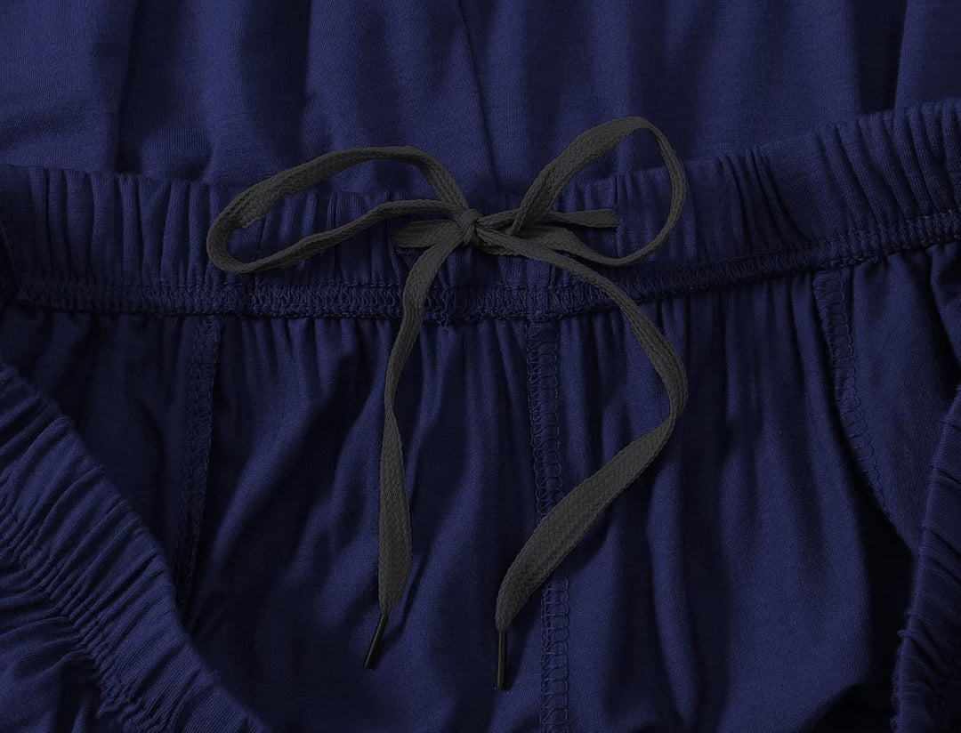 JINSHI Schlafanzughosen Modal Kurz Pyjamahose Nachtwäsche Schlafshorts für Herren 48-50 Schwarz &amp; Ma