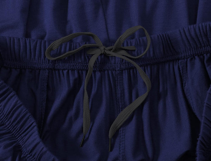 JINSHI Schlafanzughosen Modal Kurz Pyjamahose Nachtwäsche Schlafshorts für Herren 48-50 Schwarz &amp; Ma