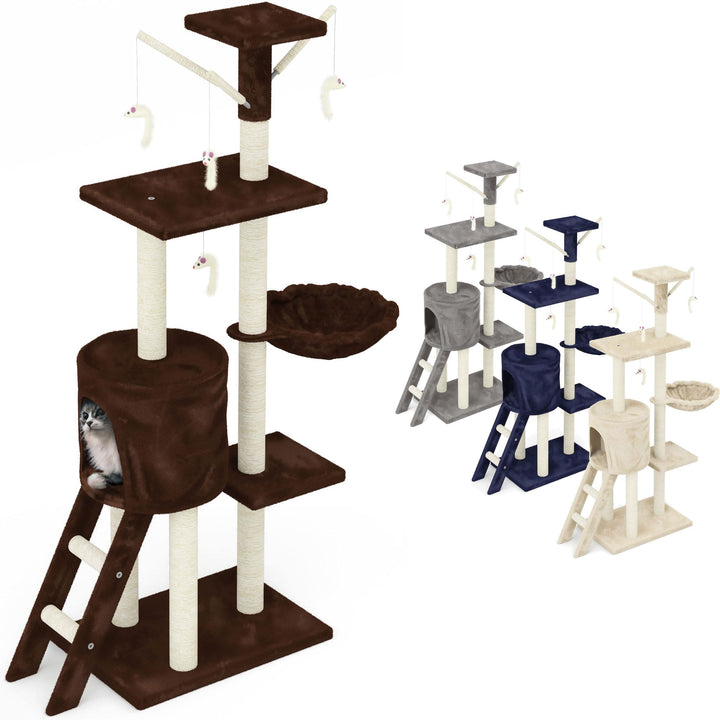 Beltom® KRATZBAUM KATZENKRATZBAUM KLETTERBAUM KATZENBAUM SPIELBAUM 140 cm. Park Spiele - Braun, Brau