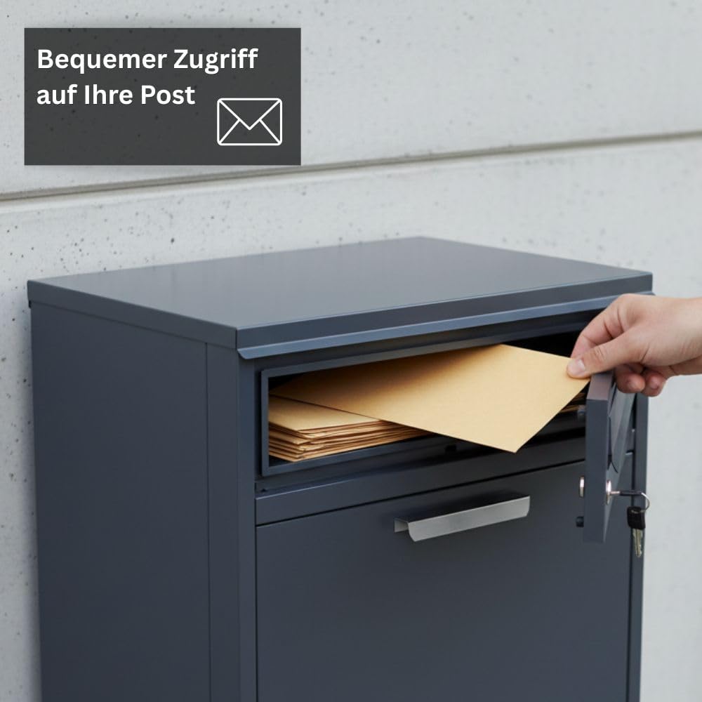RS Trade Paketbriefkasten XXL mit Paketfach – Freistehende Paketbox für draussen, Abschliessbarer Br