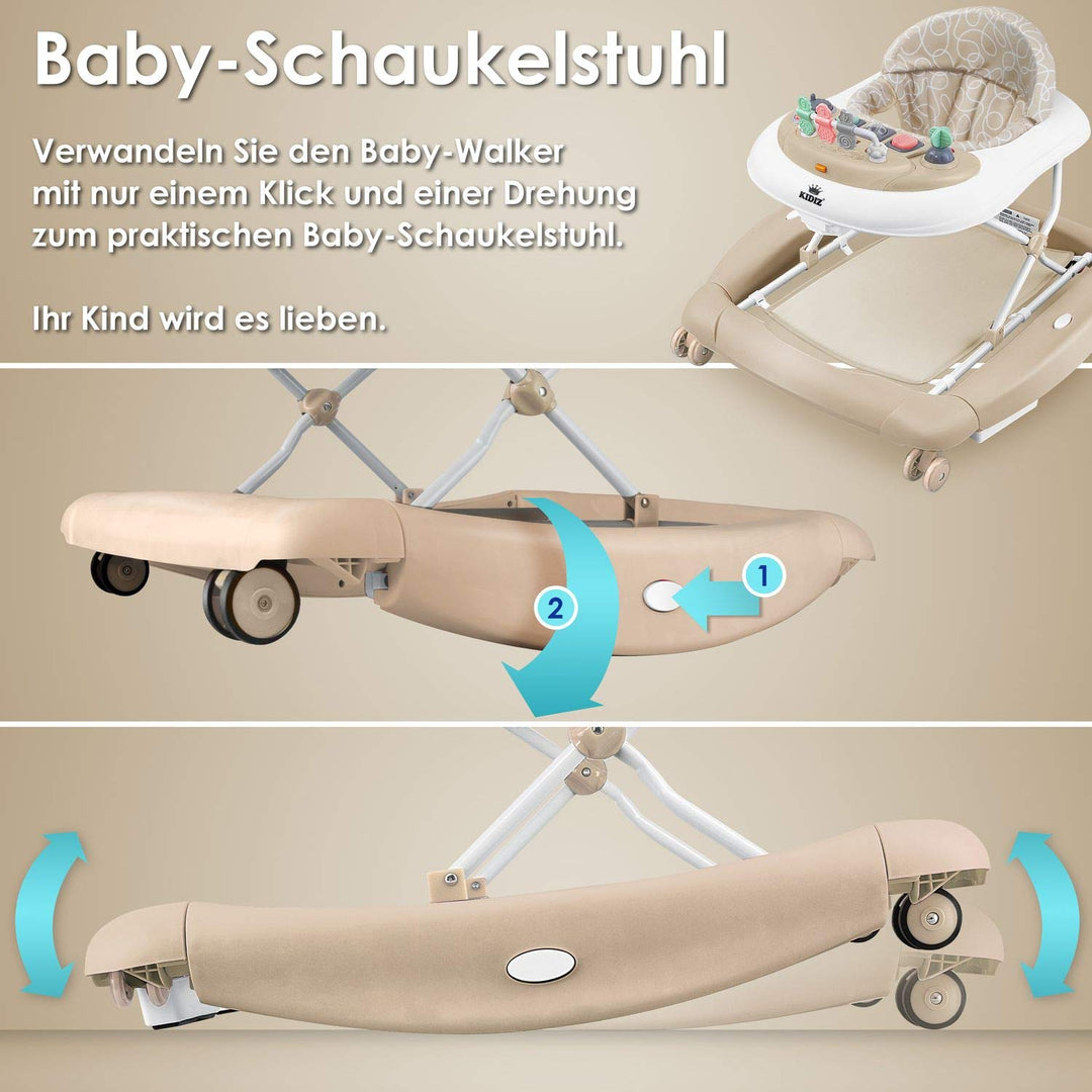 KIDIZ® 4in1 Lauflernhilfe Babywalker Spiel- und Lauflernwagen Gehfrei Schaukelfunktion Babywippe mit