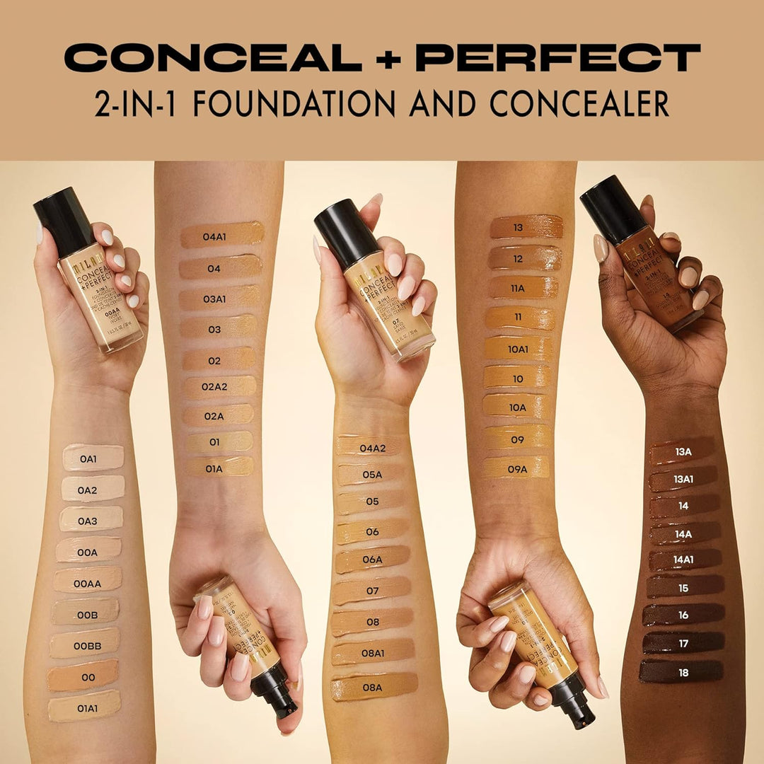 Milani C-M0-012-11 Conceal And Perfect 2 in 1 Foundation + Concealer Creamy Natural, 30 ml