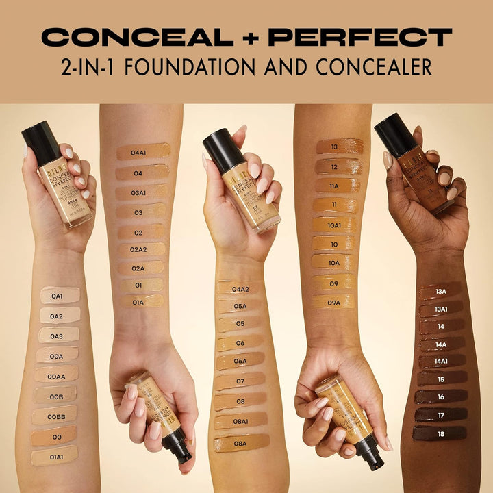 Milani C-M0-012-11 Conceal And Perfect 2 in 1 Foundation + Concealer Creamy Natural, 30 ml