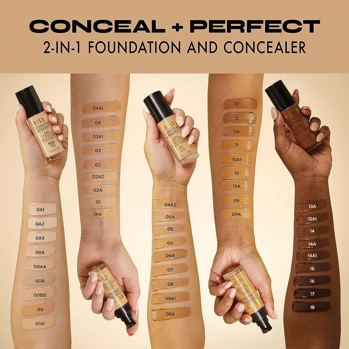 Milani C-M0-012-30 Conceal And Perfect 2 in 1 Foundation + Concealer Hazelnut, 30 ml