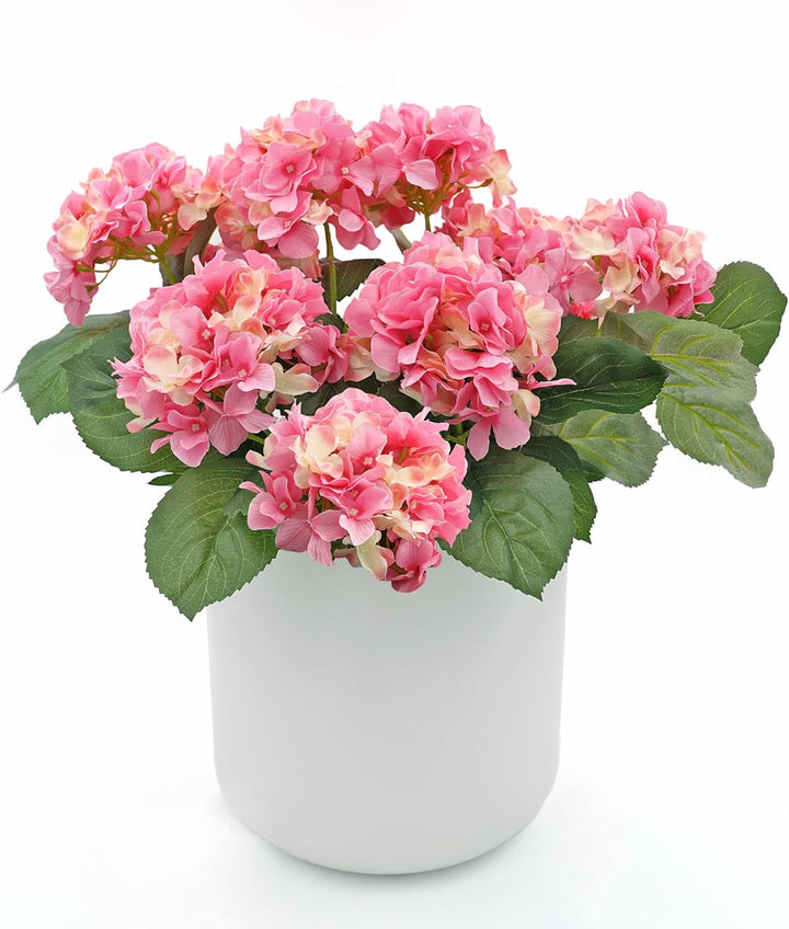 GreenBrokers Künstliche Hortensien in terrakottafarbenem Topf, 50 cm, Rosa Rose, Rose