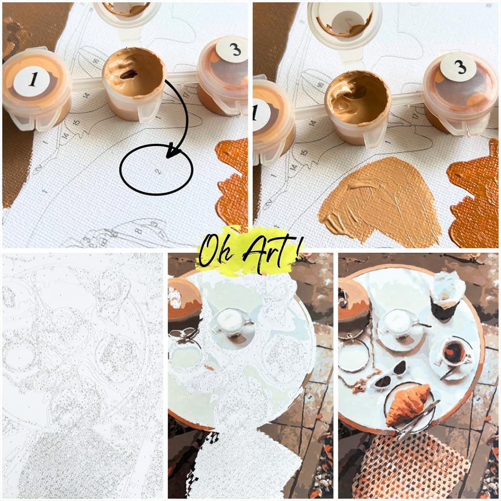 Oh Art! Malen Nach Zahlen Erwachsene Set Mit 3 Pinseln Und Acrylfarben Gemälde Acrylic Malerei DIY L