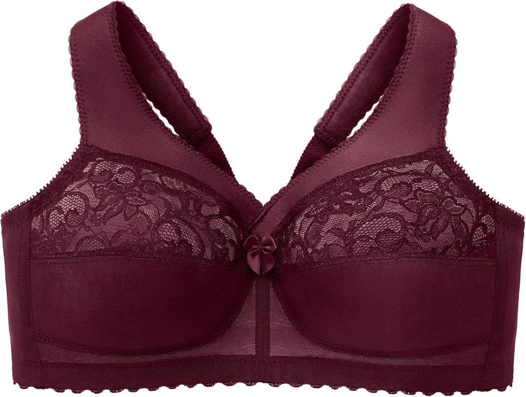 Glamorise Damen Bügelloser MagicLift-Stütz-BH für grosse Grössen Nr. 1000 80B Bordeaux, 80B Bordeaux