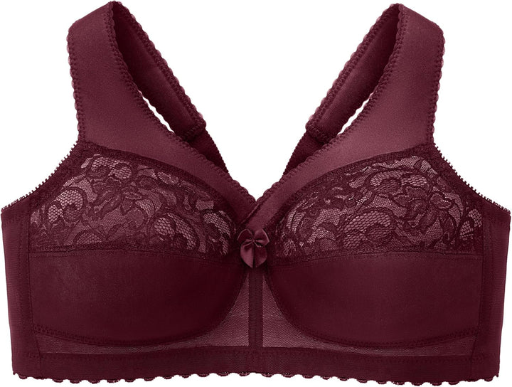 Glamorise Damen Bügelloser MagicLift-Stütz-BH für grosse Grössen Nr. 1000 80B Bordeaux, 80B Bordeaux