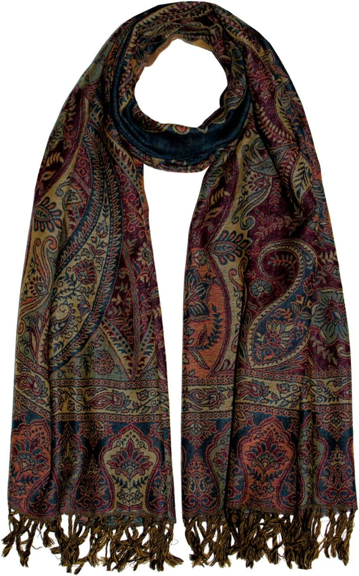 Lorenzo Cana Pashmina Damenschal Schaltuch aus weicher Wolle Paisleymuster bunt mehrfarbig 70 cm x 1