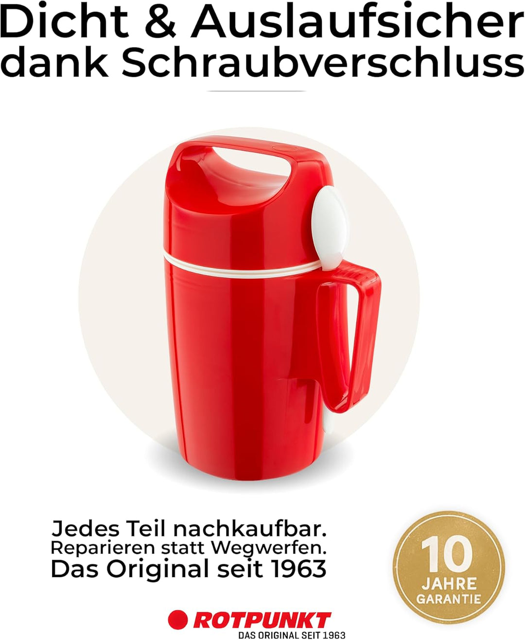 ROTPUNKT Speisegefäss 850 DIRK 0,85 l | BPA frei | Glaseinsatz | hochwertig | crazy red, Crazy Red