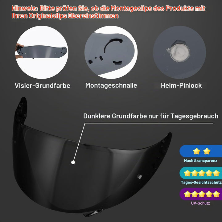 PSLER Helm Visier Verspiegelt für Shoei GT Air GT Air 2 TC-5 TC-9 Neotec CNS-1,Helmvisier Getöntes V