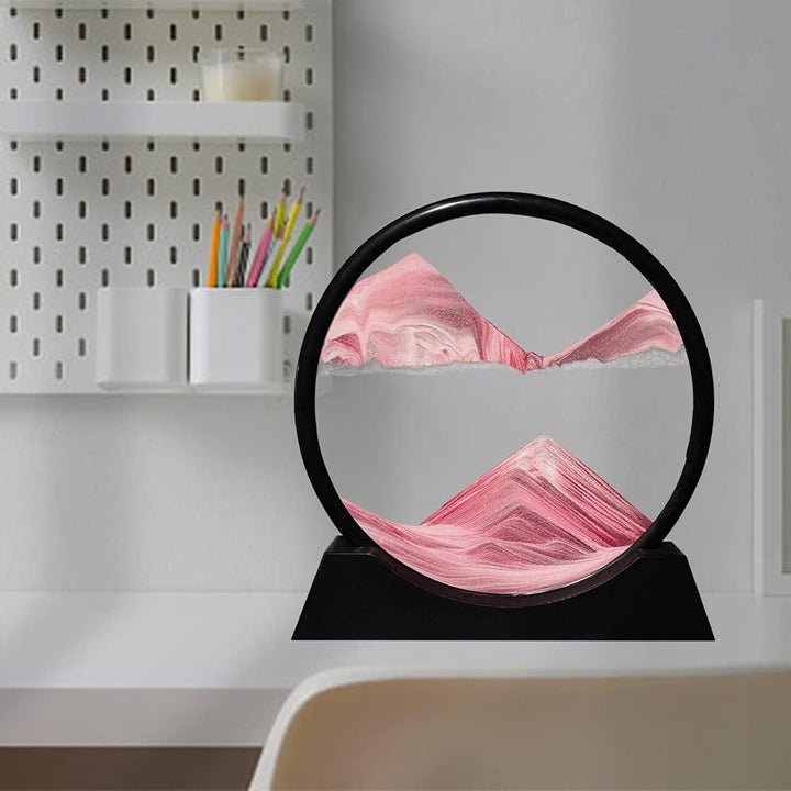Aoderun Sandbilder Zum Drehen 3d Sanduhr Büro Deko Sand Rundes Glas Fliessender Sand Rahmen Beweglic