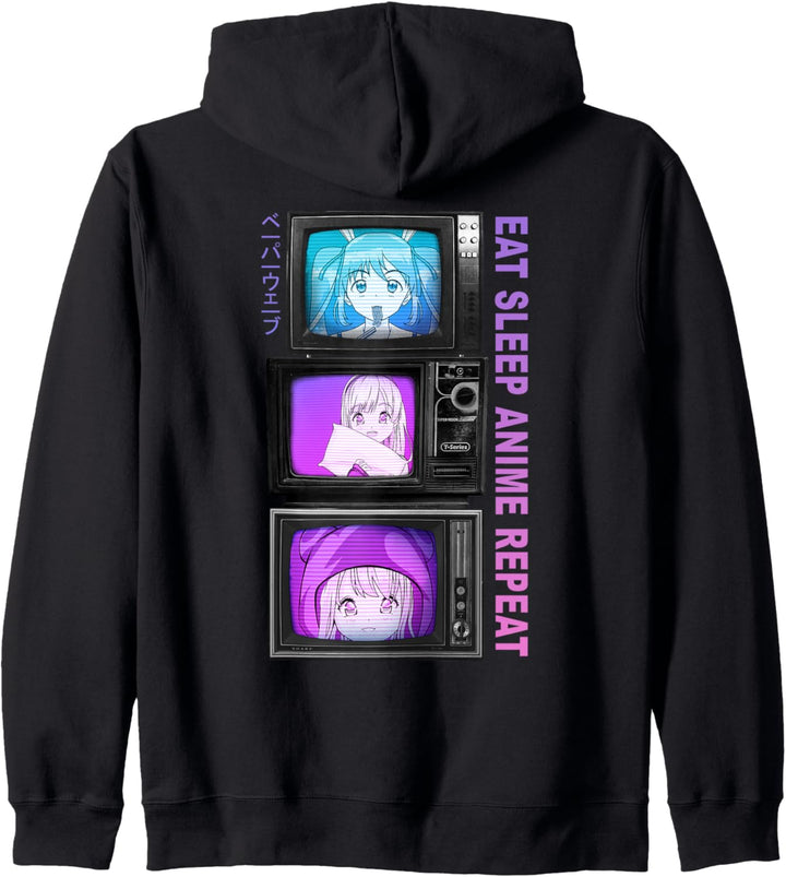 Cute Kawaii Manga - 90s Television - Eat Sleep Anime Repeat Kapuzenjacke