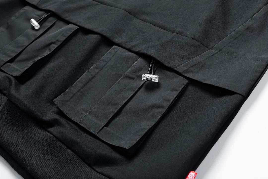 Herren-Kapuzenpullover, Kontrastfarbe, Patchwork, grosse Taschen XXL Wy2137black, XXL Wy2137black