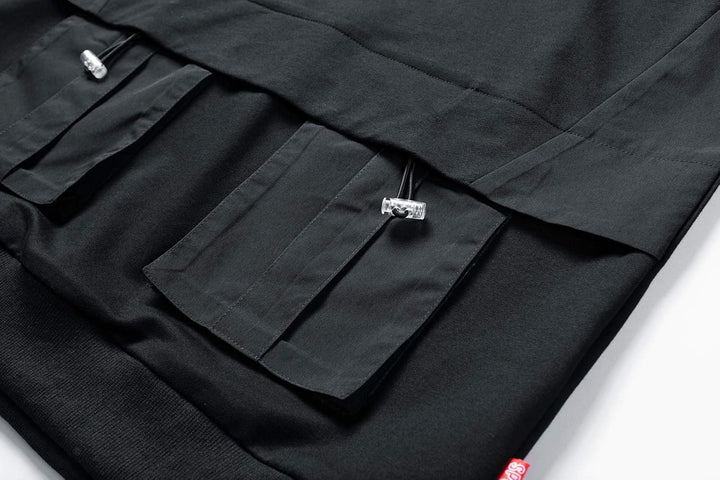 Herren-Kapuzenpullover, Kontrastfarbe, Patchwork, grosse Taschen XXL Wy2137black, XXL Wy2137black