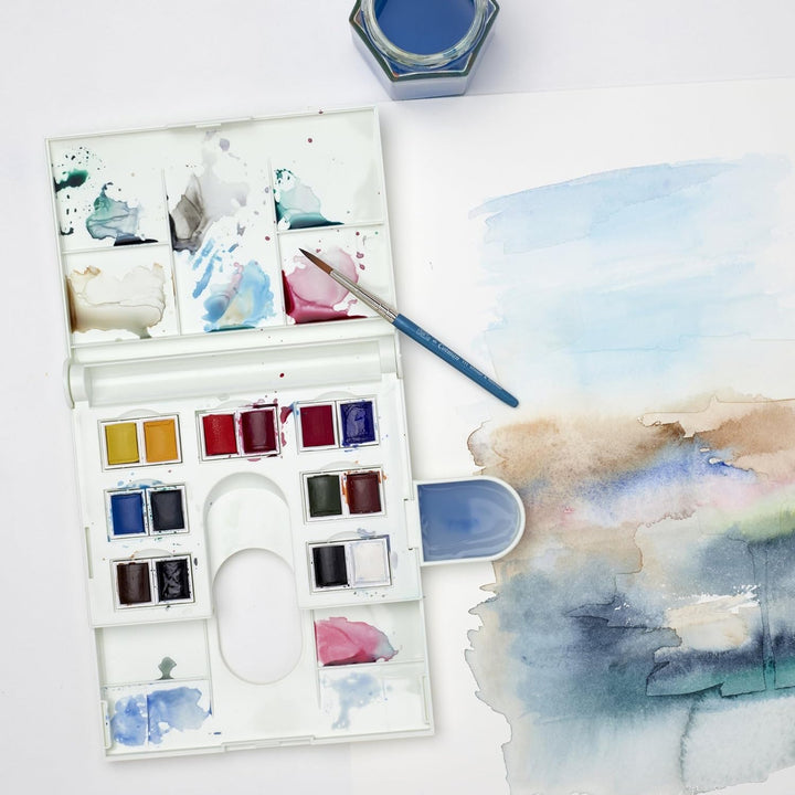 Winsor &amp; Newton 0390083 Cotman Compact Aquarellfarben Set, lebendige Wasserfarben mit hoher Lichtech