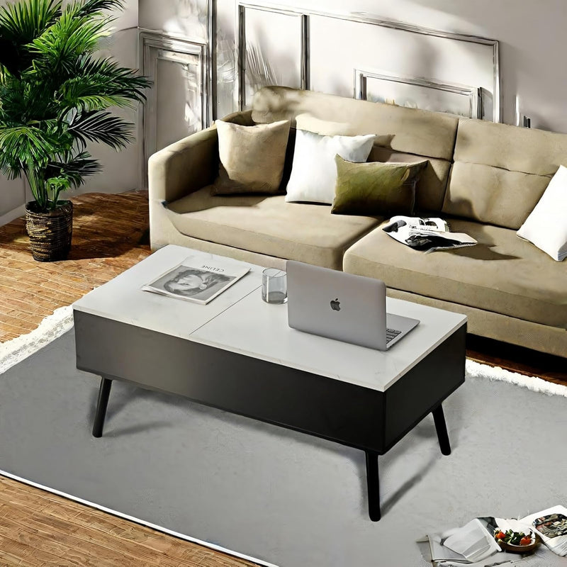 JanflyHome Höhenverstellbarer Couchtisch, Couchtisch, Hubplatte Couchtisch, Couchtisch mit Schiebepl