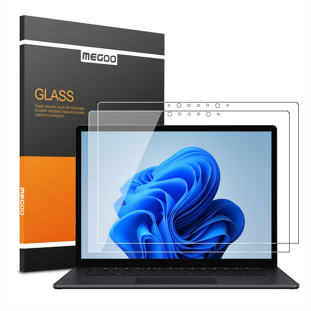 MEGOO [2 Stück] Surface Laptop 5 Displayschutzfolie, Gehärtetem Glass, HD-Klar, Reibungslose Berühru