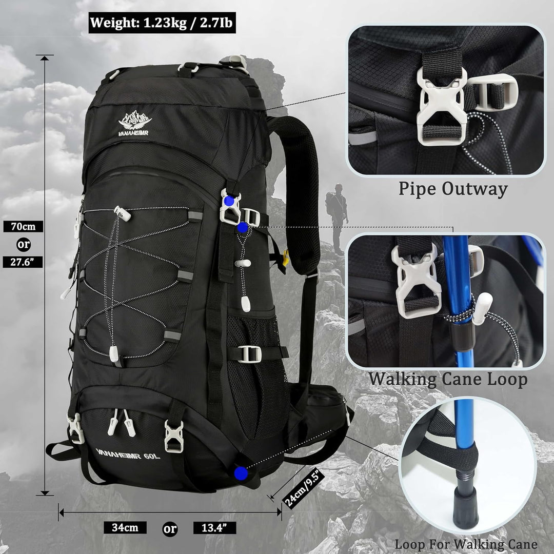 60L wanderrucksack Wander camping rucksack, mit Regenschutz, Kletterrucksack für Damen und Herren, R