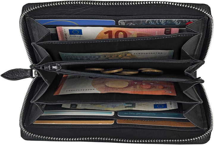 STILORD 'Emilia' Damen Portemonnaie RFID Schutz Elegante Klassische Geldbörse gross aus echtem Rinds