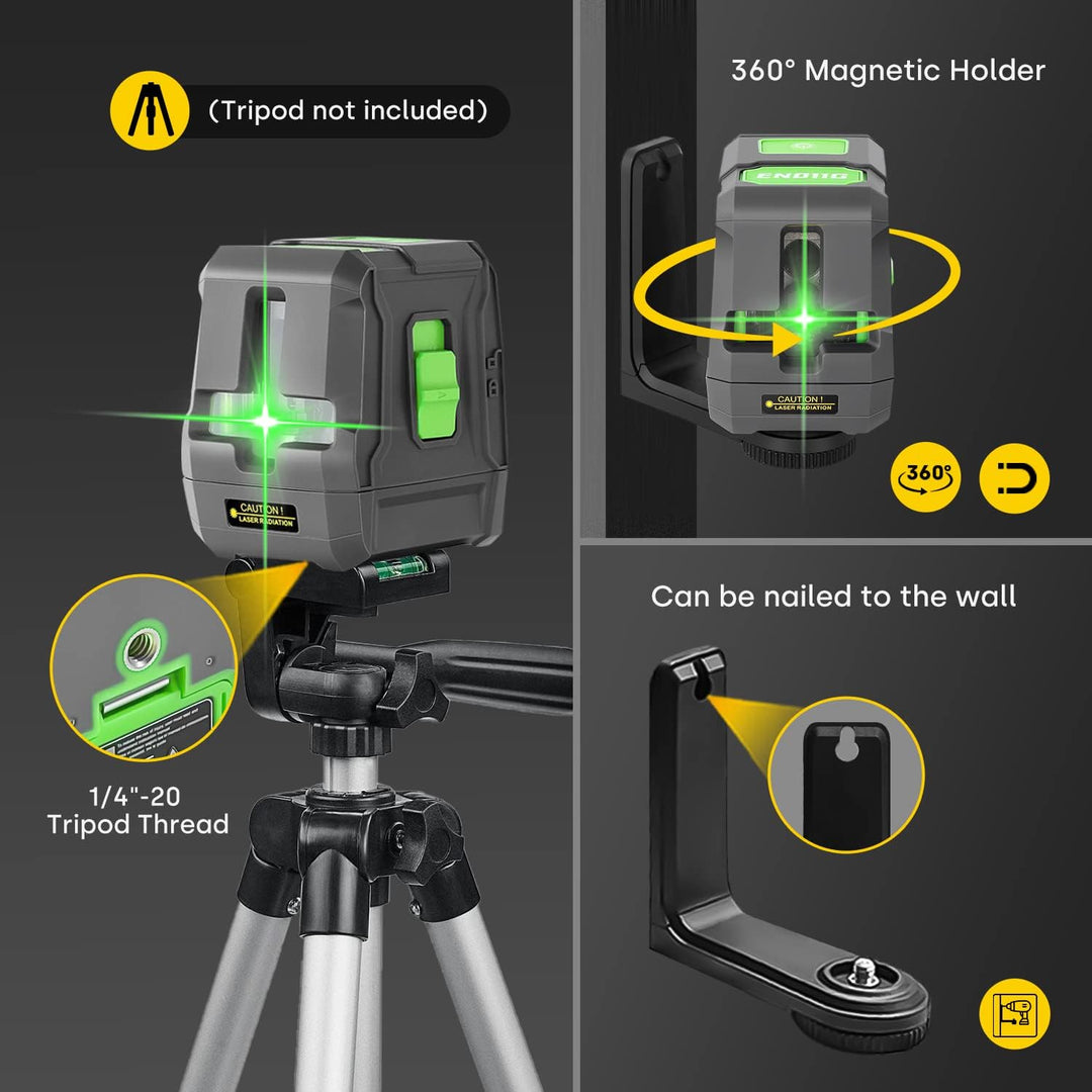 Kreuzlinienlaser Grün, ENVENTOR EN011G Selbstnivellierend Linienlaser 25m ± 0,3mm/m, Vertikale/Horiz