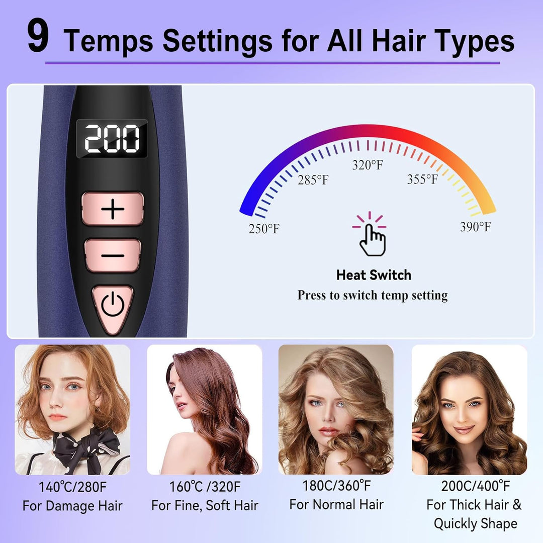 Thermal Brush 38mm, Thermobürste Wärmebürste 3 in 1, UKLISS Lockenbürste LCD-Anzeige 120-210℃, Rundb
