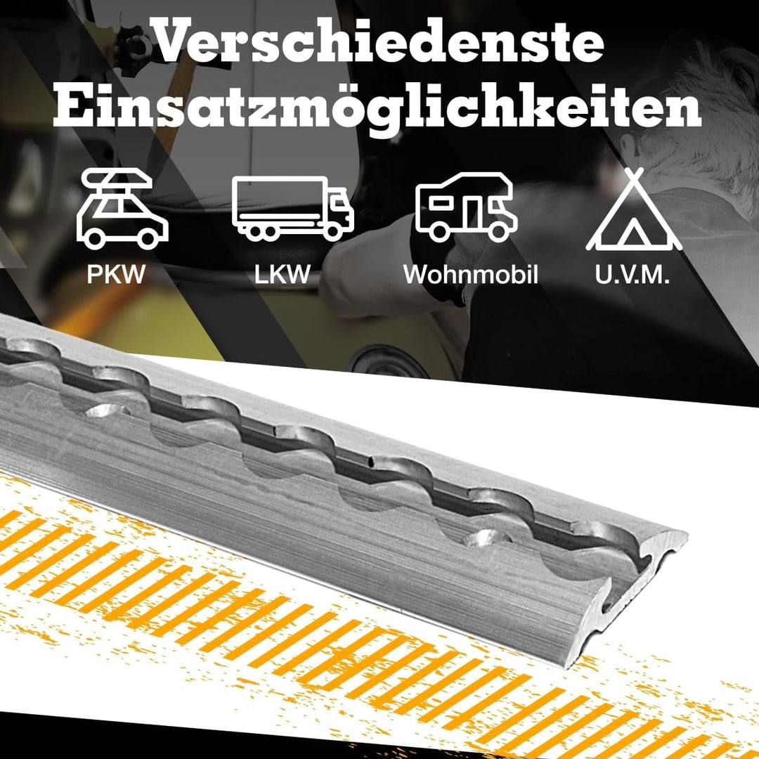 Safetytex Alu Zurrschiene Halbrund Airlineschiene 20mm Bohrungen Zurrleiste | Ladungssicherung für L