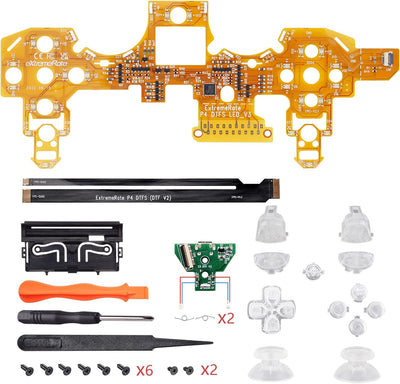 eXtremeRate Tasten für ps4 Knöpfe D-Pad L1 R1 R2 L2 Buttons Trigger Thumbsticks DTFS LED Kit kompati