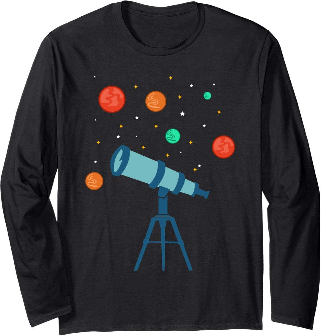 Teleskop Astronomie Astronom Planeten Design Langarmshirt
