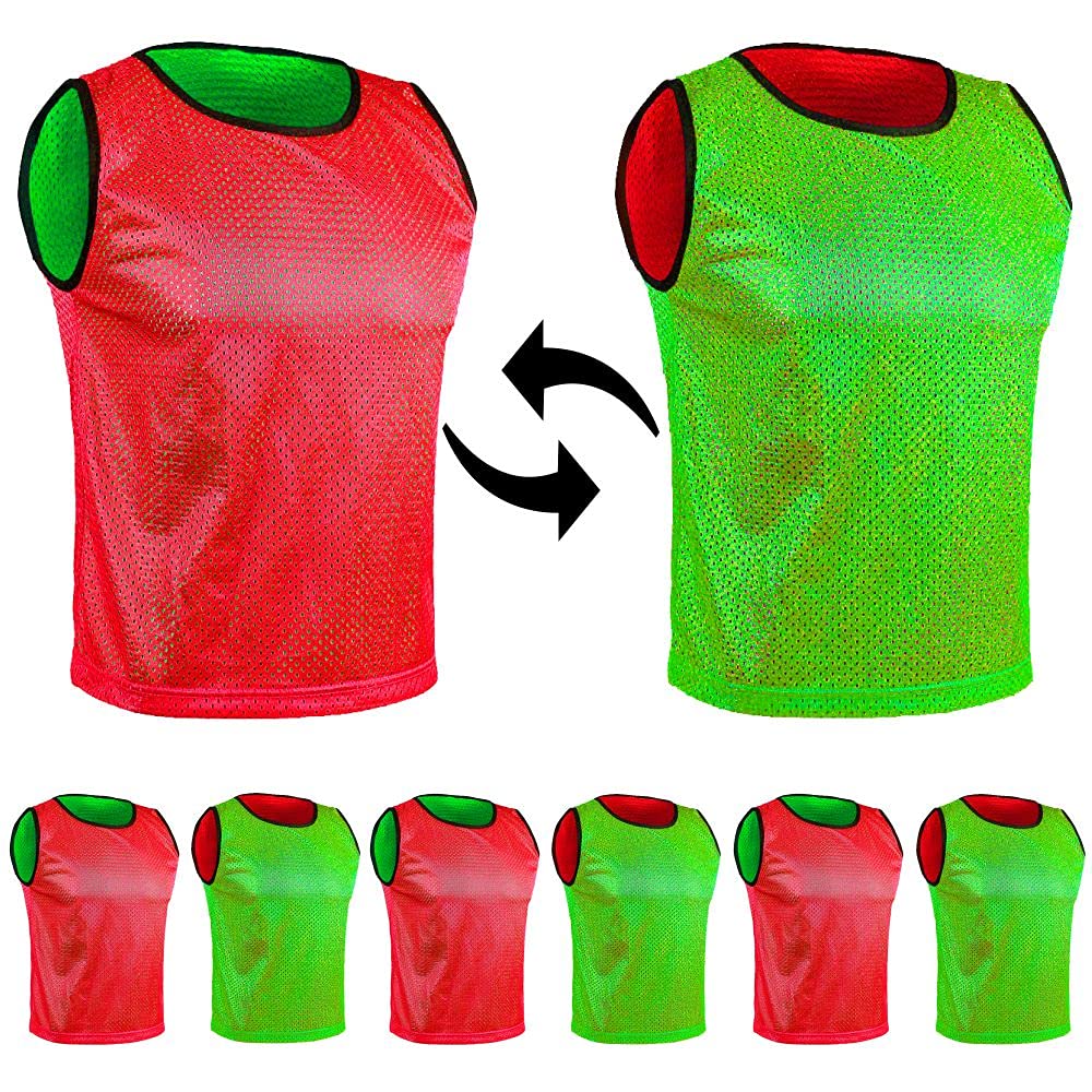 SPORTSBIBS 6X Fussball Leibchen für Kinder und Erwachsene - Set von 6 Stück - Wendeleibchen 2-Farbig