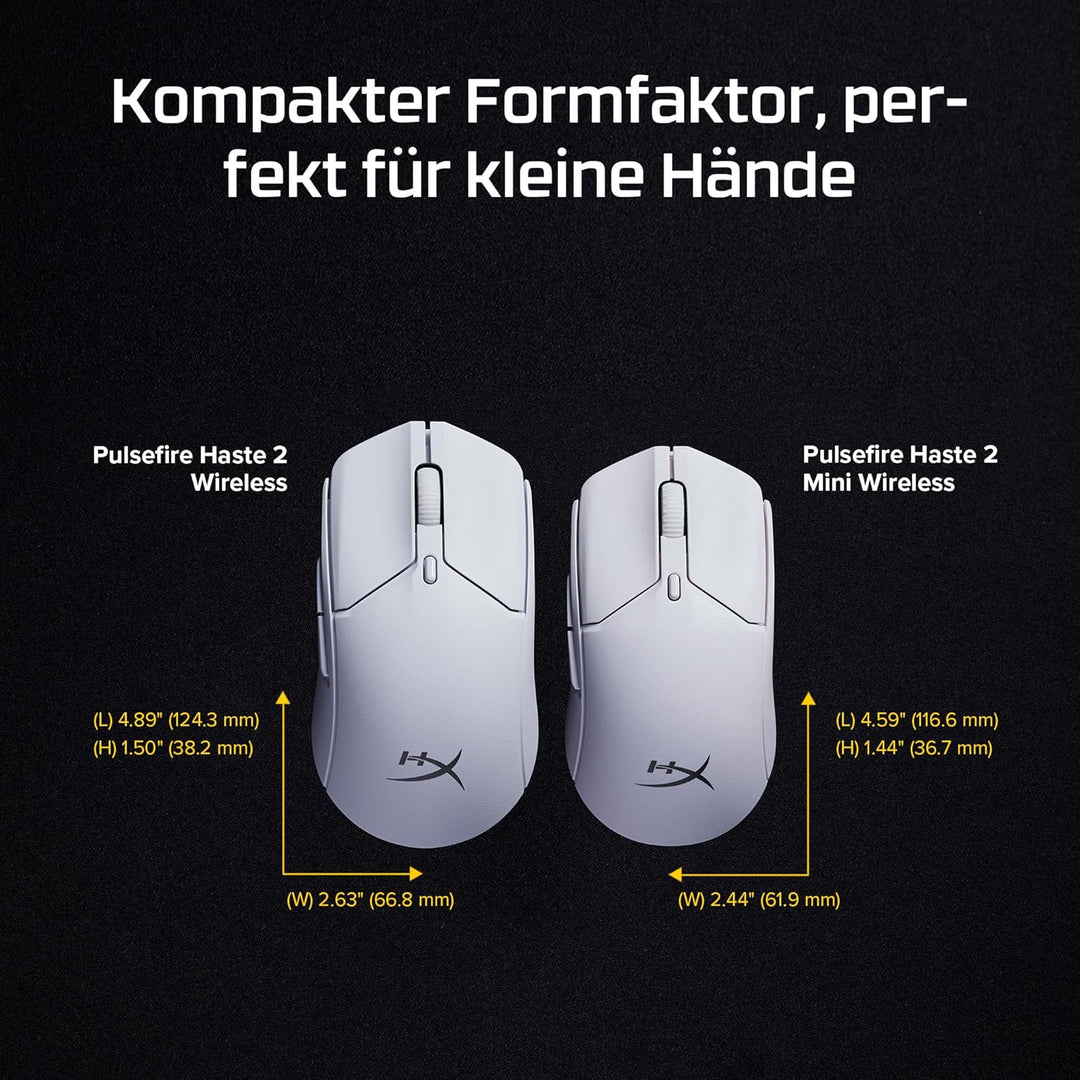 HyperX Pulsefire Haste 2 Mini Wireless Gaming-Maus – Ultraleicht (59g), RGB, 26K DPI, 100 Std. Akkul
