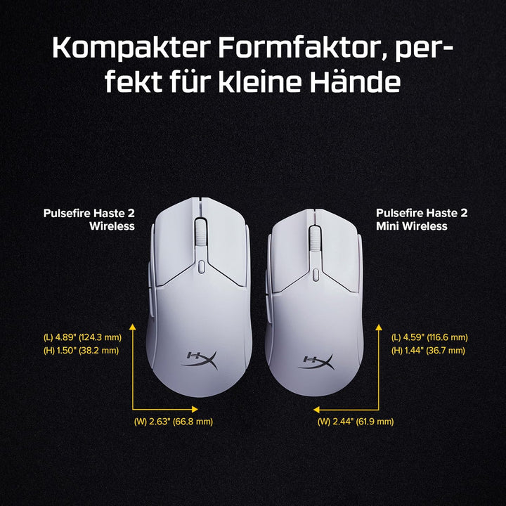 HyperX Pulsefire Haste 2 Mini Wireless Gaming-Maus – Ultraleicht (59g), RGB, 26K DPI, 100 Std. Akkul