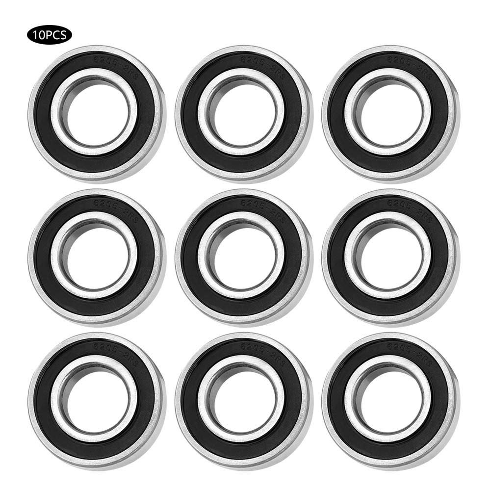 Fafeicy 10Pcs 6205‑2RS Kugellager, 25 mm Innenlochdurchmesser und 15 mm Dicke, für Papierherstellung