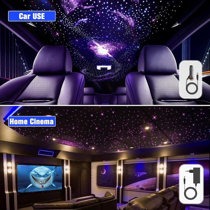32W Twinkle Sternenhimmel Auto, 800pcs*0.75mm*4m Sternenhimmel Glasfaser RGBW Bluetooth-APP/Fernbedi