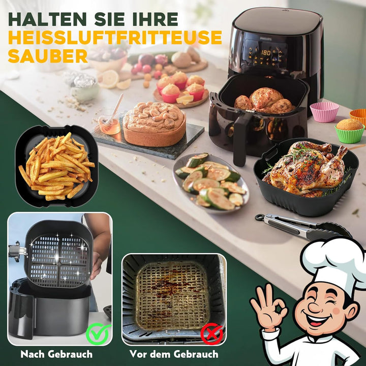 Silikonform Heissluftfritteuse für Philips Airfryer XL 6,2L HD9270/90, Airfryer Silikonform Set für