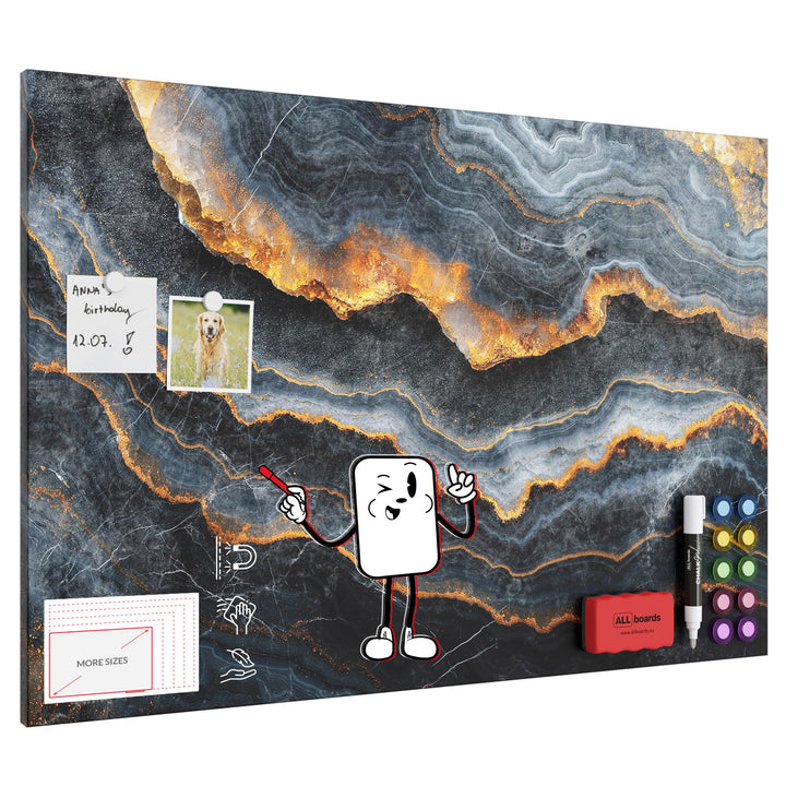 ALLboards METALboards Magnettafel, Dunkelschiefer 90×60 cm + GRATIS Zubehörset 90x60cm Dunkelschiefe