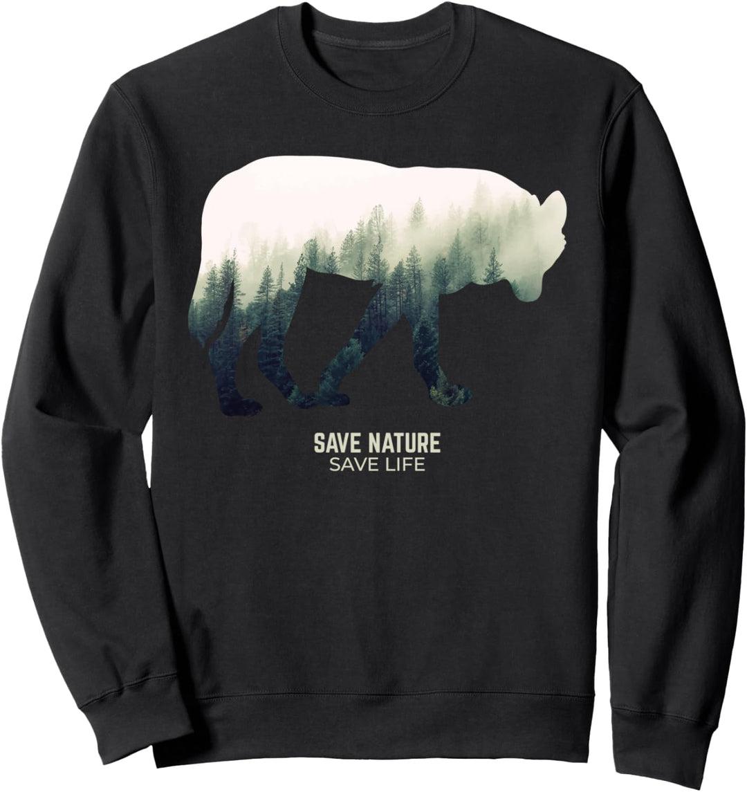 Wolf Tiere im Wald Umwelt Klimaschutz Earth Day Waldtiere Sweatshirt