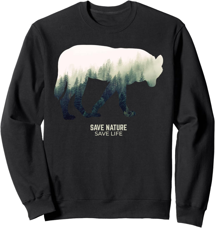 Wolf Tiere im Wald Umwelt Klimaschutz Earth Day Waldtiere Sweatshirt
