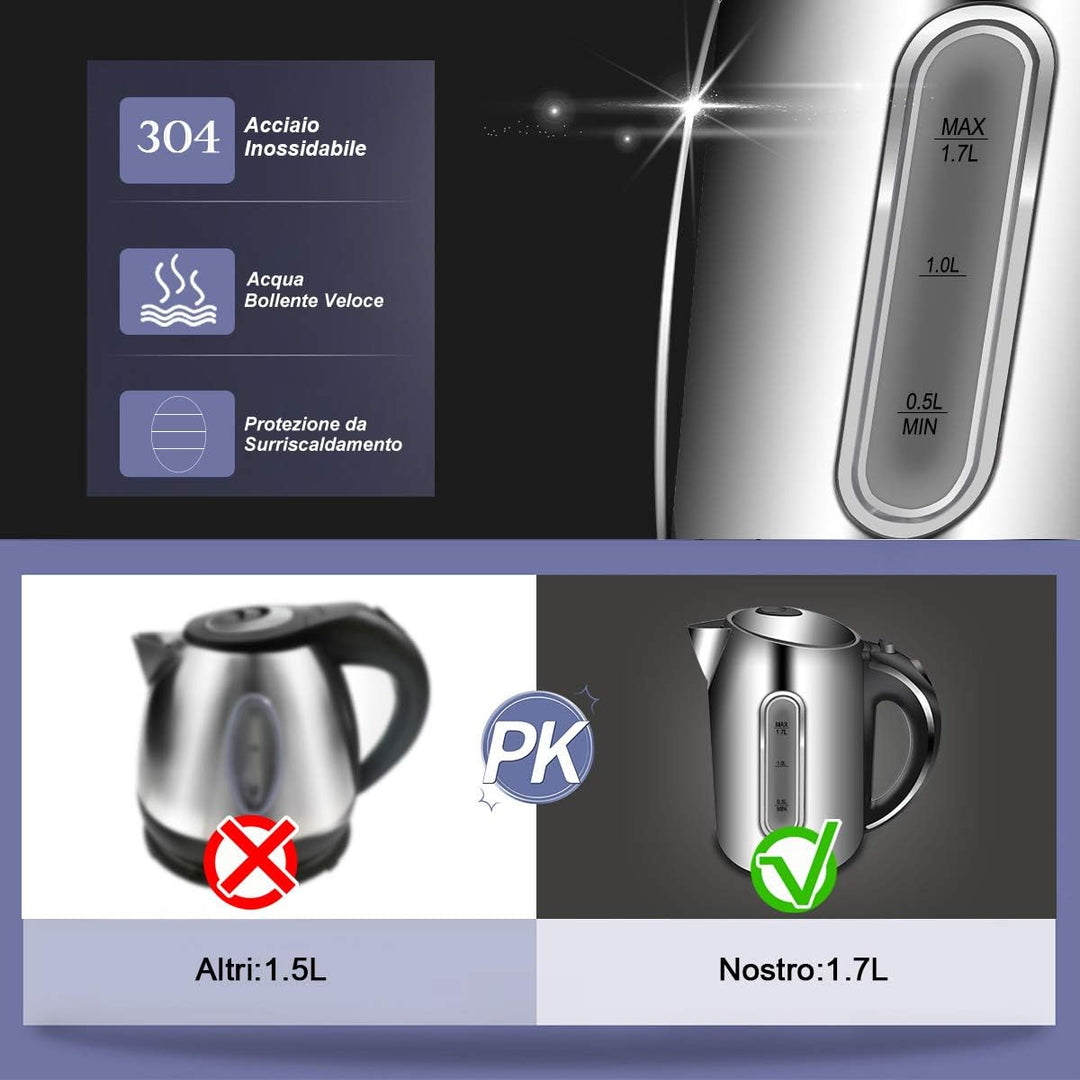 EXTRASTAR Wasserkocher aus Edelstahl (1.7L-1739), 1.7L-1739