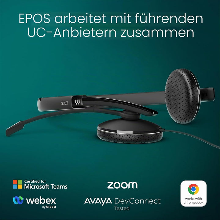 EPOS Adapt 165T USB II Headset: Überlegene Klangqualität, Microsoft Teams Zertifiziert, Multi-Geräte