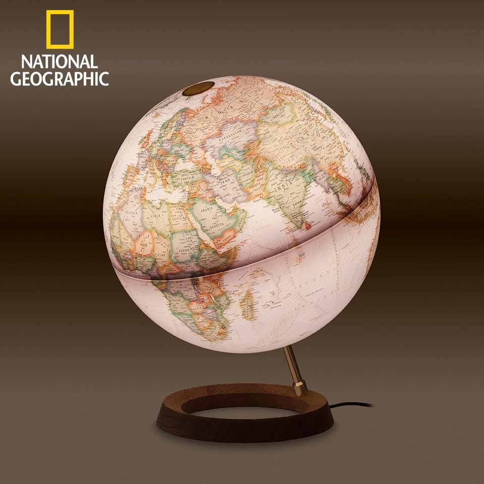 Globus Sepia Ahorn Aluminium 30cm beleuchtet (National Geographic)