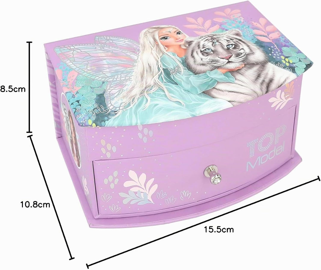 Depesche 12718 TOPModel Fantasy Tiger - Kleines Schmuckkästchen in Lila, mit Feen-Motiv, Schmuckbox