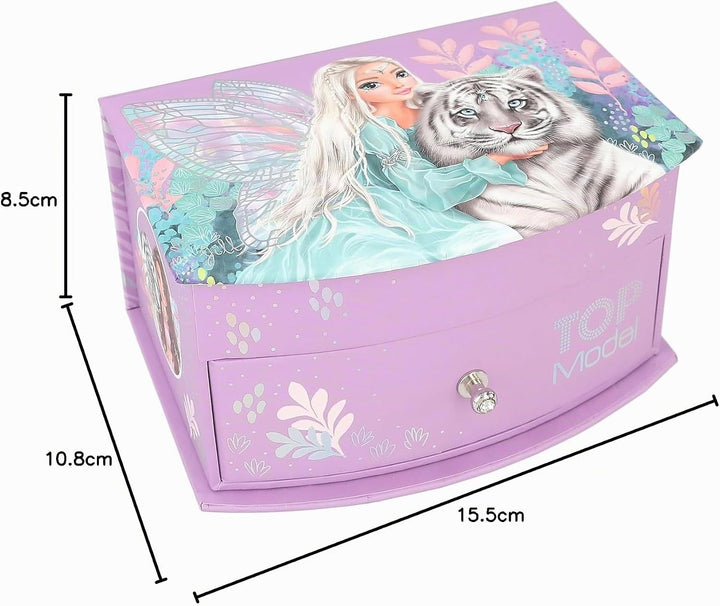 Depesche 12718 TOPModel Fantasy Tiger - Kleines Schmuckkästchen in Lila, mit Feen-Motiv, Schmuckbox