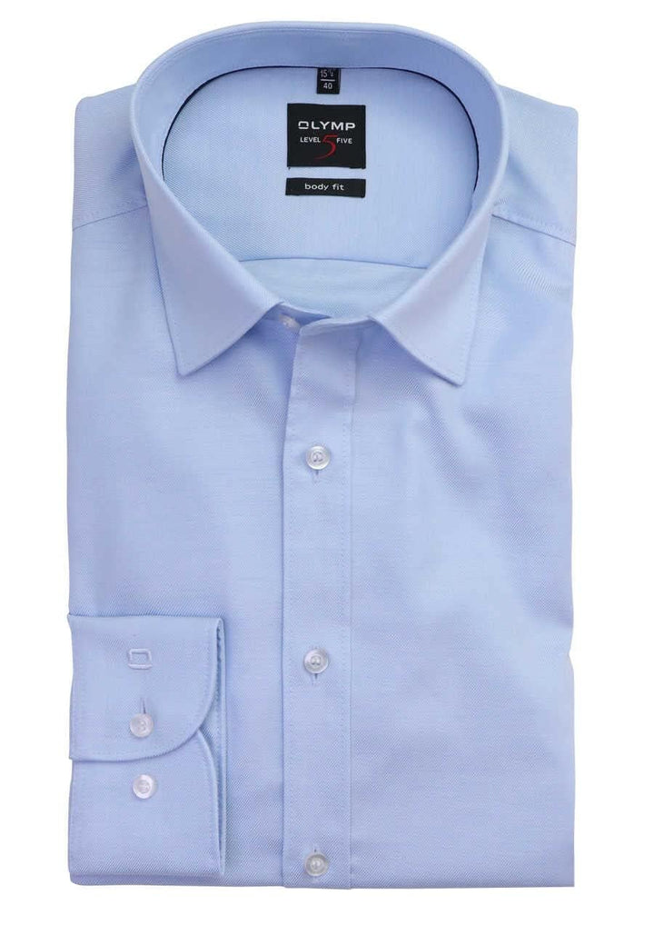OLYMP Level Five Body fit Hemd extra Langer Arm New Kent Kragen Twill Stretch weiss, Aqua
