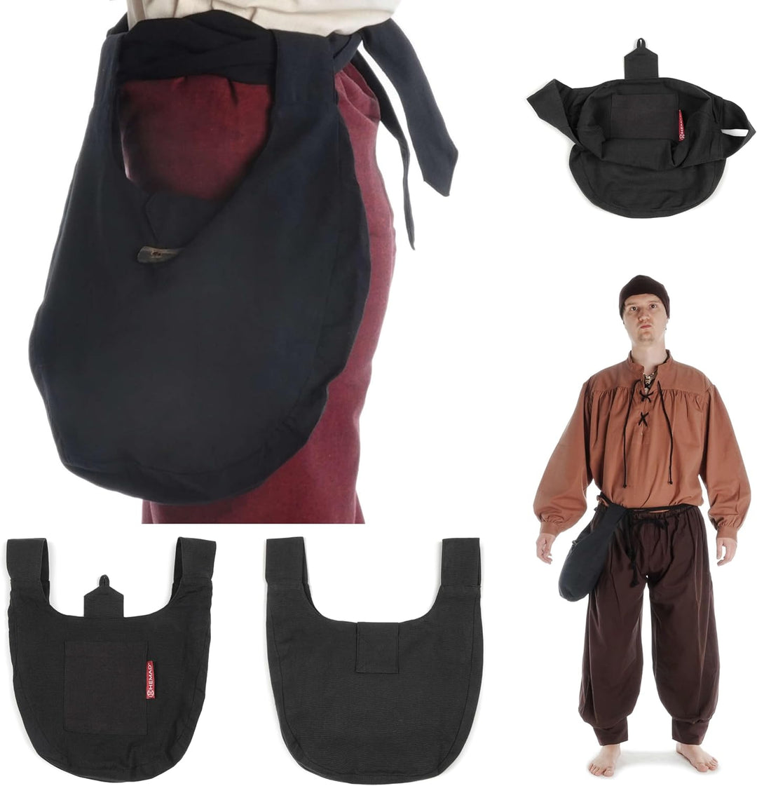 Mittelalter-Tasche Gürteltasche Baumwolle Modell: Egil Schwarz, Schwarz