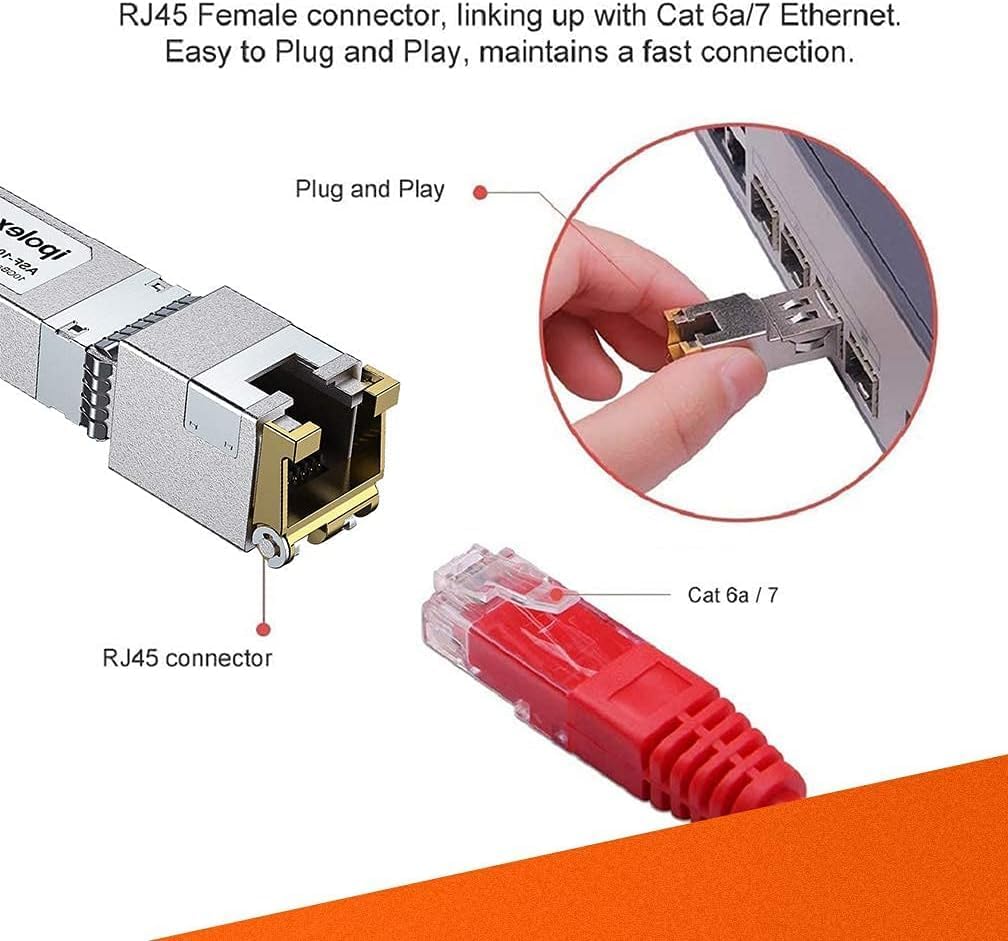 1.25/2.5/5/10G SFP+ RJ45 Copper Transceiver, 10GBase-T RJ-45 SFP+ Module, Compatible for Cisco SFP-1