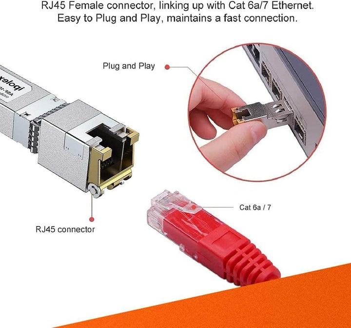 1.25/2.5/5/10G SFP+ RJ45 Copper Transceiver, 10GBase-T RJ-45 SFP+ Module, Compatible for Cisco SFP-1