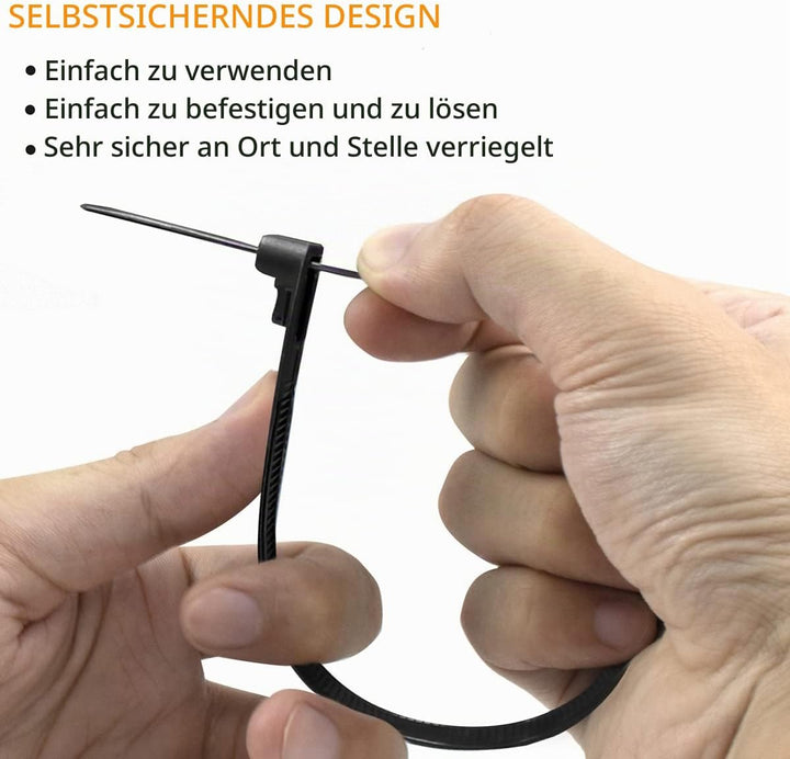 Meccion Wiederverwendbarer Kabelbinder 100 Stück UV-Beständig Starkes Nylon Wiederlösbar Kabelbinder