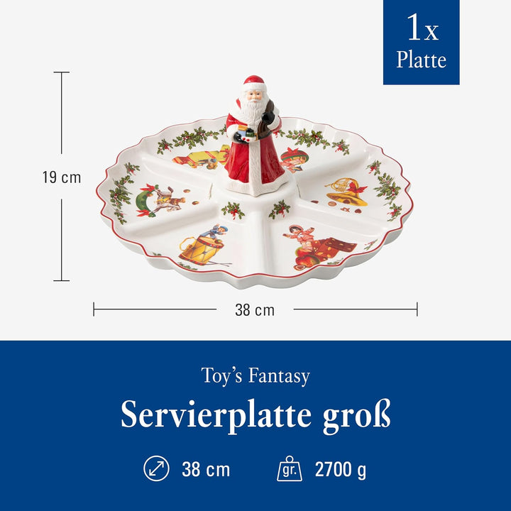 Villeroy und Boch - Toy's Fantasy Kabarett Santa-Figur, Servierteller aus Premium Porzellan, 38 x 38